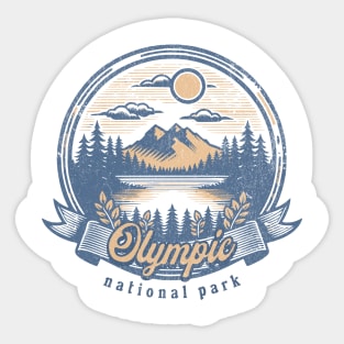 Vintage Olympic National Park Washington Scenic Sunset Hiking Sticker